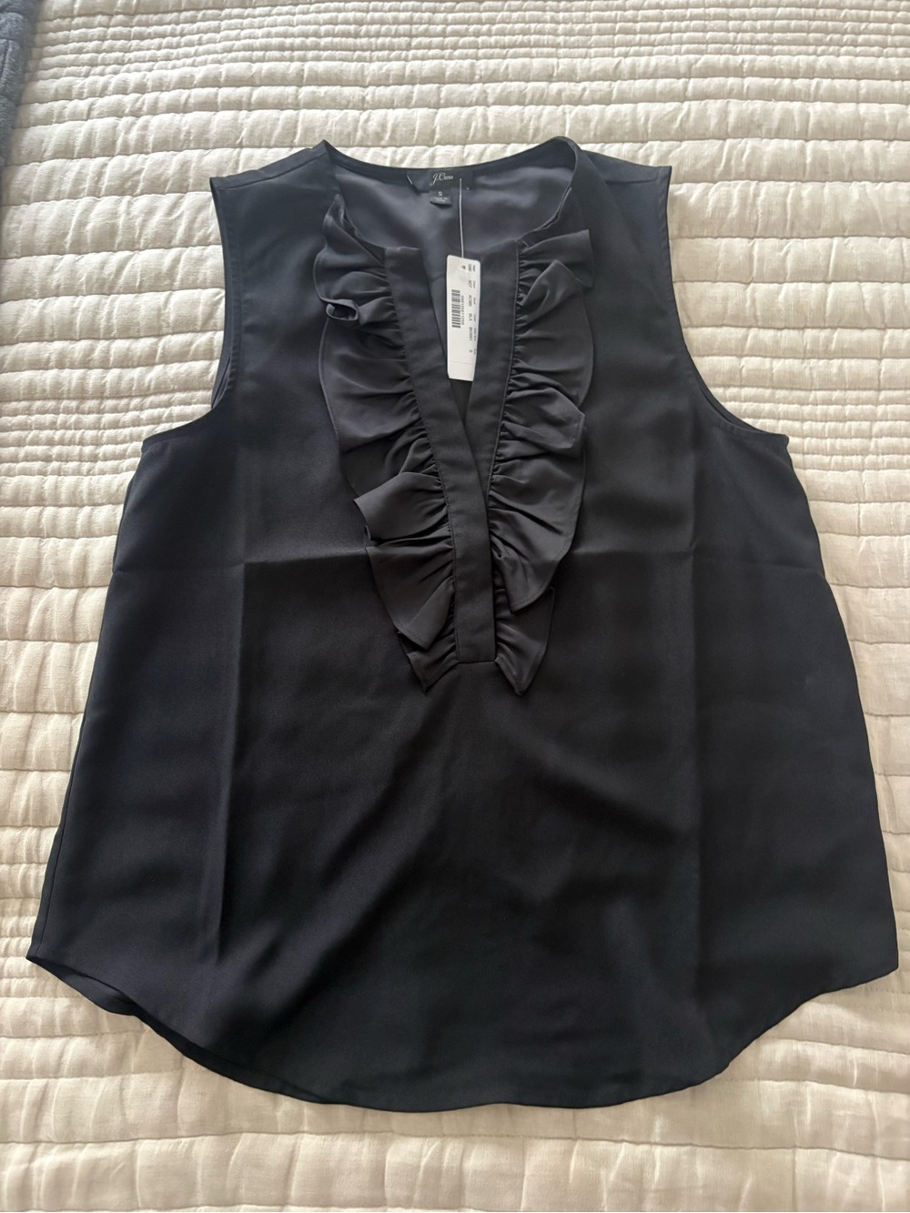 NWT JCrew black ruffle blouse